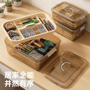 Transparent Toolbox Multi Layer <b>Storage</b> <b>Box</b> With Lid Large Capacity Portable Organizer For Home <b>Tools</b> And Parts - Product Image 3