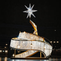 Luz Decorativa Navideña LED en Espiral con Motivo de Estrella 3D, Escultura Luminosa Grande para Exteriores, Centro Comercial, Decoración Festiva