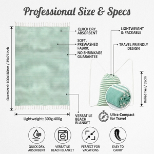 Lot de serviettes de plage de luxe en coton turc 100 %, surdimensionnées 100x180cm, personnalisables avec logo, légères, séchage rapide, Pestemal pour Spa et Gym - Product Image 1