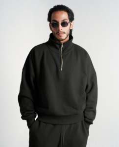 Sudadera con capucha en blanco con logotipo personalizado orgánico ultra pesado para correr, respetuoso con el medio ambiente, con hombros caídos, sudaderas con cremallera de gran tamaño - Product Image 2