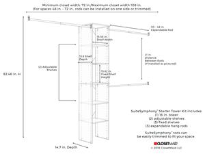 ClosetMaid SuiteSymphony – Kit <span class=keywords><strong>de</strong></span> démarrage pour petite armoire moderne en MDF, tour avec 3 barres <span class=keywords><strong>de</strong></span> suspension et étagères réglables - Product Image 4