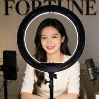 Anneau lumineux de diffusion en direct avec double température de couleur, 8 pouces, en ABS, alimentation CA/CC pour photographie, beauté et maquillage
