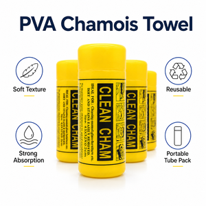 Toalla de gamuza PVA en tubo amarillo, paño de limpieza suave, absorbente y reutilizable para vidrios de automóviles y muebles - Product Image 1