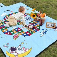 Tapis de jeu pour enfants à thème spatial matelassé à ultrasons OEM, tapis de pique-nique avec plateau de jeu avion, couverture d'extérieur imperméable et résistante à l'humidité