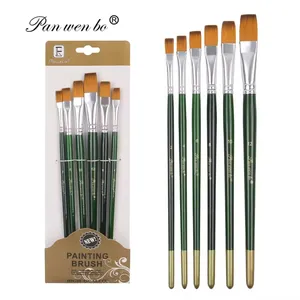 Panwenbo 6 Pcs Acrylic Paint Set With Paint Brush Professional Hair Paint Brush Set For Watercolor Oil Art