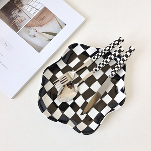 Juego de vajilla de acero inoxidable occidental de alta calidad, lavavajillas a cuadros multicolor, seguro, ecológico para <span class=keywords><strong>restaurante</strong></span> de Hotel - Product Image 3