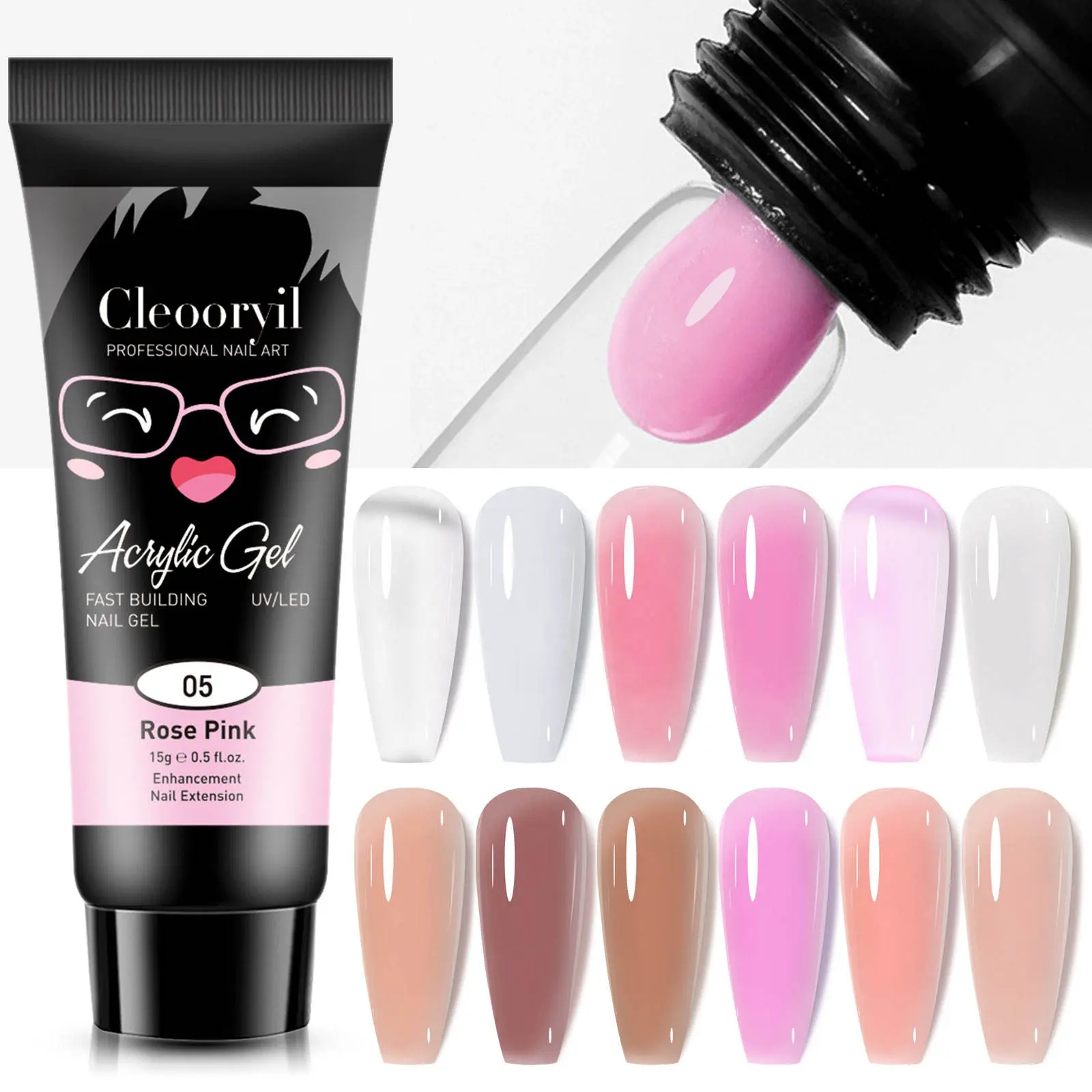 15ml Einweichen Schnell bau Finger verlängerung Poly Acryl Gel Nagel Tarnung LED Hartgel