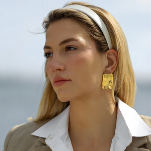 Geometric <b>Stud</b> Earrings 18K Gold Plated <b>Titanium</b> Steel For Women Fashion Jewelry Yiwu Origin TE6630 - Product Image 2