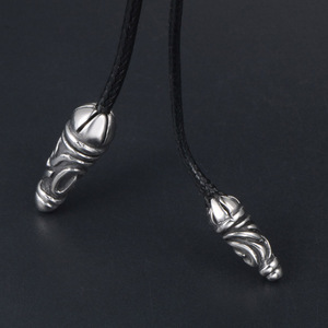 <b>Black</b> Woven Linen Waxed <b>Rope</b> <b>Necklace</b> For Men LS 002 Geometric Design Diamond Pattern 85cm Length - Product Image 4