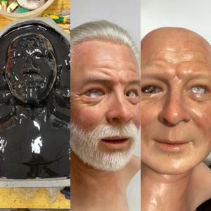 หน้ากากซิลิโคนนุ่มรูปทรงชายชรา สำหรับใช้เป็นอุปกรณ์ประกอบฉากภาพยนตร์ ยืดหยุ่น<span class=keywords><strong>สูง</strong></span> ใช้ซ้ำได้ พร้อมผมปลอมและเคราเสมือนจริง - Product Image 2