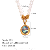 Collier de perles d'eau douce Dreamshow avec pendentif en coquille d'ormeau, pendentif ovale, collier de perles, style poli, bijoux pour femmes