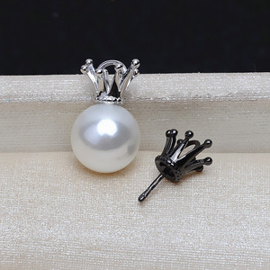 S925 Silver Crown Female Pendant Hairline Design 8-13 Pearl DIY Accessories Empty Tray Semi-finished 3926 <b>Fine</b> <b>Stud</b> <b>Earrings</b> - Product Image 1