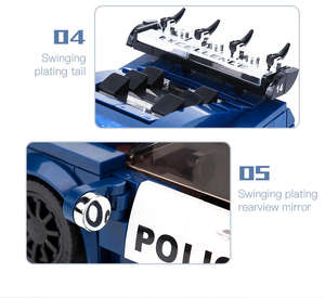 Modellino Auto da Corsa della Polizia <span class=keywords><strong>1</strong></span>:8, Gioco di Costruzioni in Plastica ABS, Mattoncini Educativi con Espositore, Regalo di Compleanno - Product Image 5