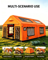 Tente de camping gonflable personnalisée en tissu Oxford 600D imperméable, 4 saisons, pour événements et activités de plein air, glamping familial 6-8 personnes