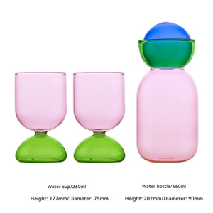 Botella de agua fría de vidrio resistente a altas temperaturas, de colores creativos, botella de agua refrescante para el hogar, juego de vasos para agua. - Product Image 3