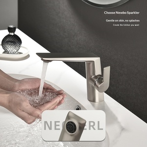 All-copper Nickel Brushed Gun Gray Light Luxury <b>Single</b> Handle Bathroom Undercounter <b>Basin</b> Ceramic Cold Hot Water <b>Tap</b> PJN-168 All - Product Image 1