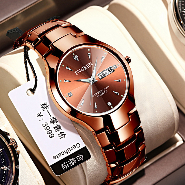 FNGEEN 5808 Couple Watches Fashion Men Watch Waterproof Stainless Steel Band Quartz Watches Ladies Wristwatch