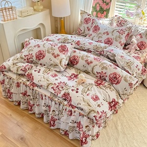 Skin Friendly Brushed Fabric <b>Bed</b> Skirt Bedding Set Thick Duvet <b>Cover</b> Mattress Protector 3 Pcs 4 Pcs <b>Bed</b> Linen For Household - Product Image 4