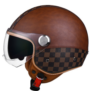 Casco de Motocicleta <span class=keywords><strong>Jet</strong></span> de Tres Cuartos con Rejilla Negra para Hombre y Mujer, Casco de Seguridad con Doble Lente, Casco <span class=keywords><strong>Jet</strong></span> Abierto 3/4 para las Cuatro Estaciones - Product Image 2