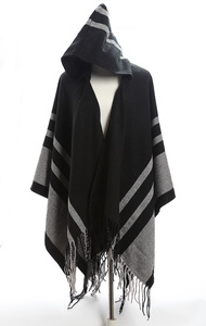 Bas prix de gros automne hiver nouvelle Cape châle chapeau <span class=keywords><strong>écharpe</strong></span> hommes femmes <span class=keywords><strong>cachemire</strong></span> tricoté gland châles traditionnels - Product Image 6