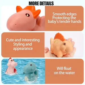 Zhorya Toddler Kawaii Animals Dinosaur Water Spray Baby Bath Toy Safe Non Toxic Silicone Baby Water Sprinkler Bath Shower Toys