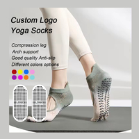 Crew Femme Logo Personnalisé Grip Antidérapant Coton Premium Fitness Pilates Crew 5 Toes Yoga Gripper Pilates Chaussettes