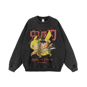 Camiseta de Manga Larga Personalizada Negra de 300 Gramos, 100% Algodón, Lavado Ácido, con Estampado Gráfico de Slam <span class=keywords><strong>Dunk</strong></span> y Bleach Blue Lock para Hombre - Product Image 6