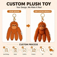 Porte-clés en peluche personnalisé, jouet en peluche singe réaliste avec rembourrage en coton PP super doux, cadeau pour enfants