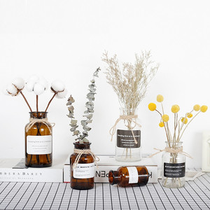 Bouteille de vases en verre ambré vintage à large bouche transparente bon marché avec bouchons en liège couvercles 30ml 60ml 125ml 250ml 500ml 1000ml - Product Image 2