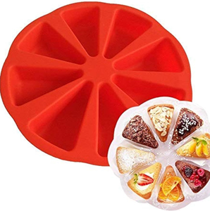 <span class=keywords><strong>Moule</strong></span> à gâteau triangulaire en silicone - <span class=keywords><strong>Moule</strong></span> à <span class=keywords><strong>pizza</strong></span> à 8 cavités pour brownies, muffins, cheesecake, pain de maïs - Product Image 1