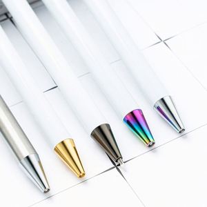 Stylo à bille en métal personnalisé avec autocollants en cristal, stylo à bille blanc, cadeau promotionnel, design sans clip - Product Image 4