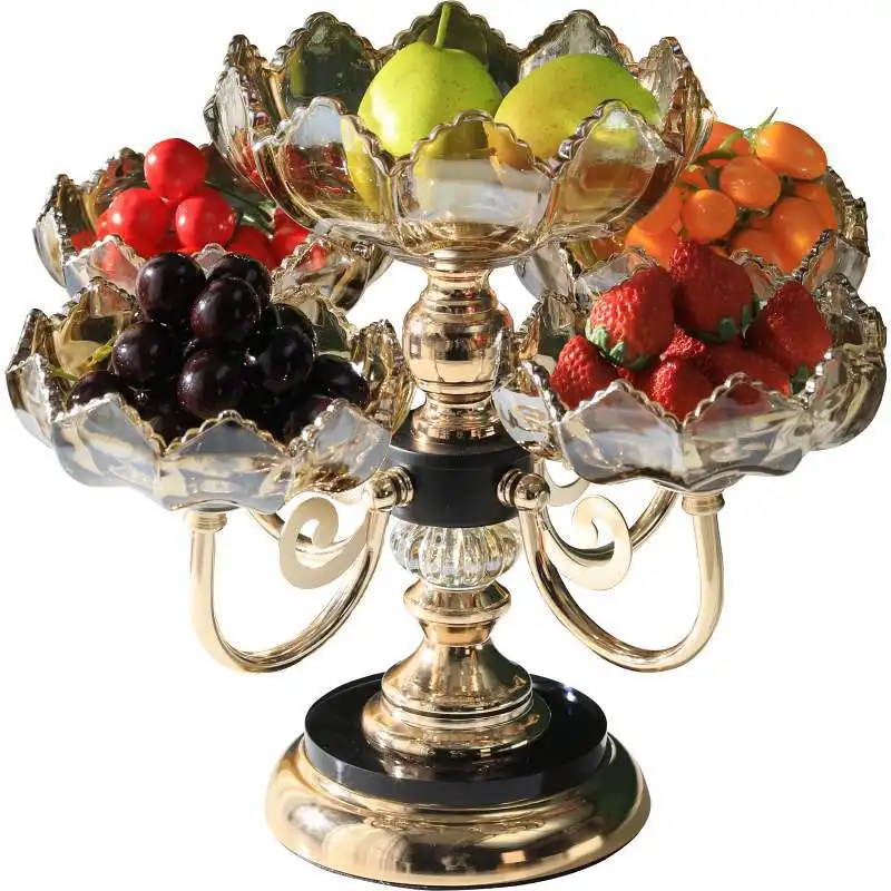 Plateau à snack en verre de cristal de style européen créatif style américain style de luxe salon moderne table à thé plateau à fruits domestique