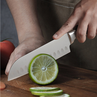 Japans Santoku-mes van roestvrij staal, Micarta, vintage stijl, ambidextrous, matte afwerking, multifunctioneel keukenmes, OEM-fabriek