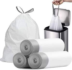 Wholesale Heavy Duty <b>Drawstring</b> Garbage <b>Bags</b> HDPE Perforated Roll Kitchen Bathroom Trash <b>Bags</b> OEM Factory - Product Image 1
