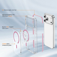 Coques de téléphone portable de luxe en PC anti-jaunissement avec anneau magnétique pour iPhone 12/13/14/15/16/17/18 Pro Max, coque de protection anti-traces de doigts