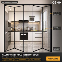 Puerta Plegable de Aluminio de Doble Acristalamiento, Puerta de Patio Tipo Acordeón para Villa, Restaurante, Cafetería, Tienda, Venta al Por Mayor de Fábrica