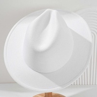 Chapeau de cowboy classique blanc en feutre à large bord pour adultes, idéal pour les mariages et les fêtes western - Vente en gros