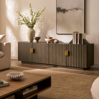 Meuble TV en bois massif de luxe moderne, style rétro antique royal, meuble de rangement pour salon