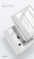 Noir UK 13A interrupteur à bouton lumineux universel Usb C 18W prise de courant à charge rapide intelligente 220V prise électrique interrupteur en verre mur