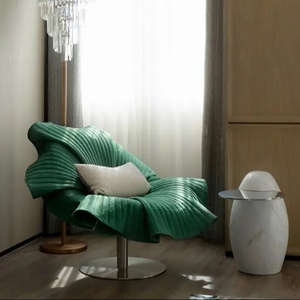 Poltrona Girevole di Lusso a 360°, Sedia Moderna di Design a Forma di Petalo in Velluto per Salotti di Ville <span class=keywords><strong>e</strong></span> Residenze di Lusso - Product Image 3