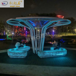New Magic Stone Led Illuminated <b>Cement</b> Bench Xms006 Outdoor Park Modular Rest Bench Translucent Concrete Design - Product Image 1