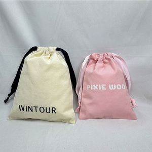 High Quality Recyclable Cotton pink <b>Drawstring</b> <b>Bag</b> Simple Style Dust Pouch <b>Bag</b> - Product Image 5
