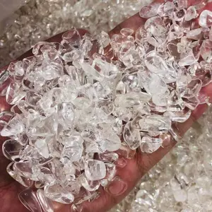 Wholesale Natural Clear quartz crystal chips polished rock tumble stone for Garden Vases