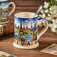Paire de tasses en céramique de style campagnard classique, faites à la main en grès, tasses à thé pour couple, personnalisables OEM ODM, vente en gros