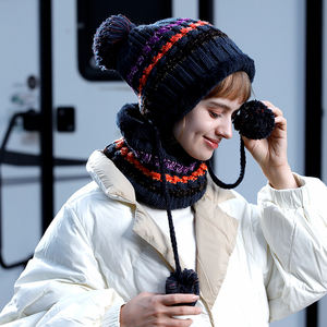 Fashionable Beanie Winter Warm Female Knitted Hat <b>Scarves</b> Set - Product Image 5