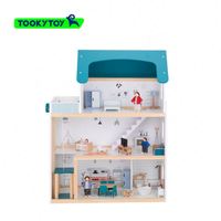 Jugando a las casitas juguetes DIY cabaña juguetes de madera con ascensores 3-6 años juguetes grandes de Villa de tres pisos
