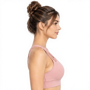 Sujetador deportivo transpirable sin costuras para mujer, elástico en cuatro direcciones, para yoga, gimnasio, fitness, correr, con tirantes cruzados en la espalda, logo, MOQ bajo - Product Image 3