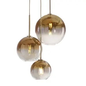 Ev aydınlatma kapalı e27 cam kabarcık topu led avize lambaları Modern tasarım top asılı tel lambası fikstür