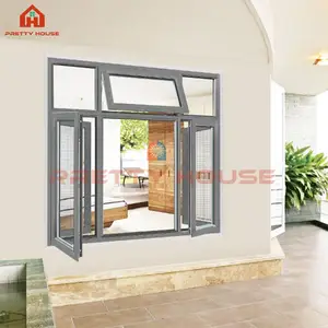 Soundproof Energy Saving Thermal Break Tempered Glass Aluminum Casement Windows