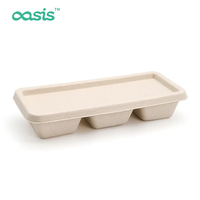 Boîte Oasis 16oz/500ml jetable en pulpe de bagasse compostable, imperméable, résistante à la graisse, alimentaire, compatible micro-ondes, pour le camping
